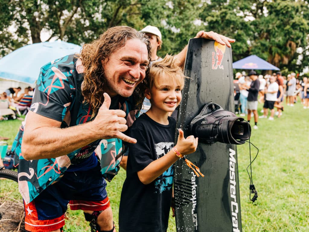 Parks Bonifay with a fan