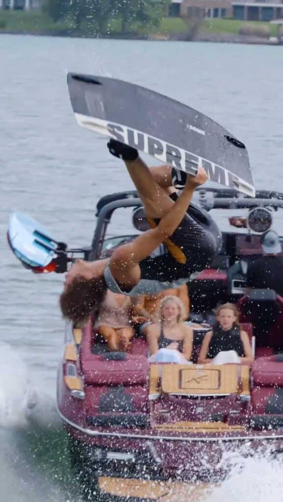 Tyler Higham behind the boat
